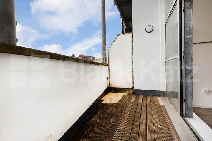 The iconic Ability Plaza development in Dalston with large terrace  Ability Plaza - Kingsland Road, Dalston / Haggerston